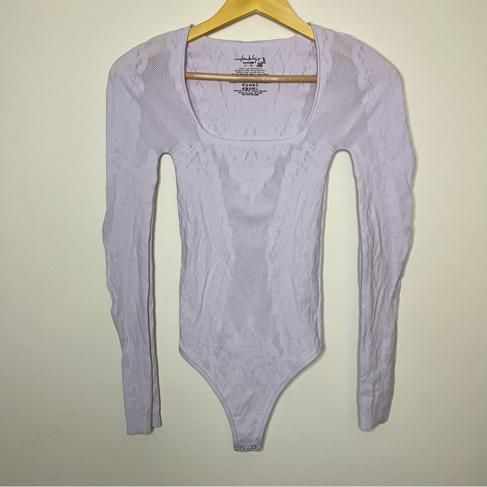 Free People Intimatley Purple Long Sleeve Bodysuit